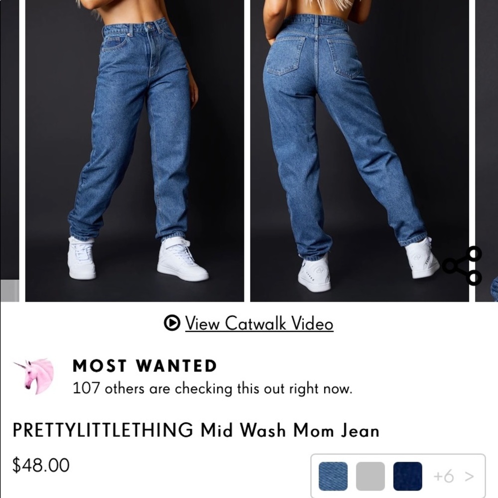 New Pretty little thing mid wash mom jean 💙